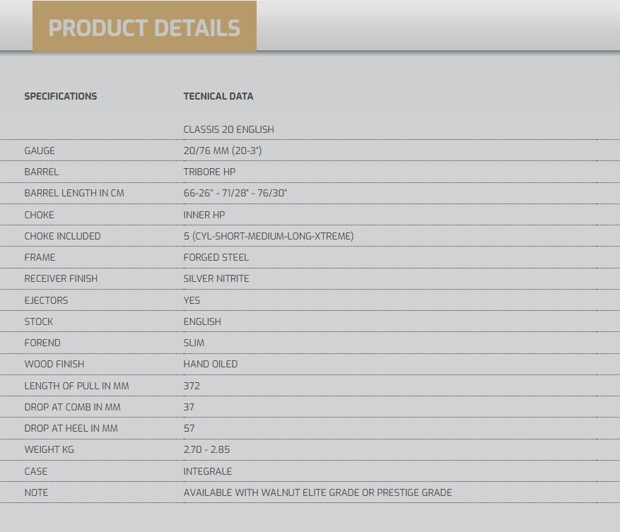 Fabarm Classis  English Stock 20/66 Çifte Av Tüfeği
